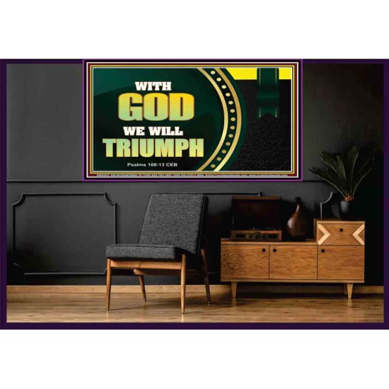 WITH GOD WE WILL TRIUMPH   Large Frame Scriptural Wall Art   (GWOVERCOMER9382)   