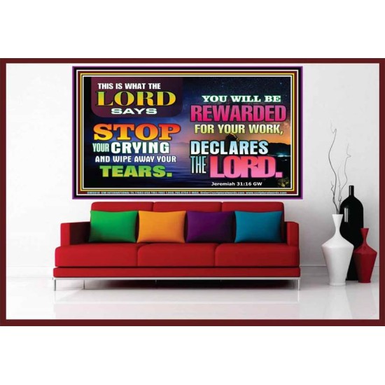 WIPE AWAY YOUR TEARS   Framed Sitting Room Wall Decoration   (GWOVERCOMER8918)   