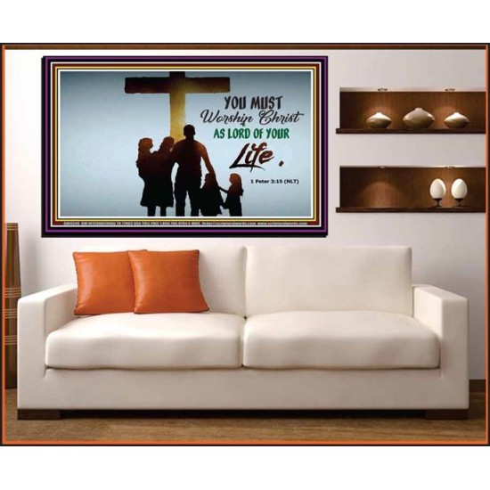 WORSHIP CHRIST   Christian Framed Art   (GWOVERCOMER4349)   