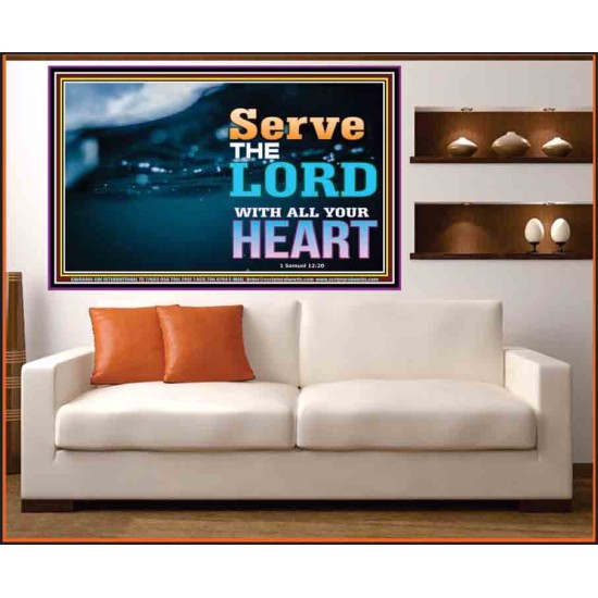 WITH ALL YOUR HEART   Framed Religious Wall Art    (GWOVERCOMER8846L)   