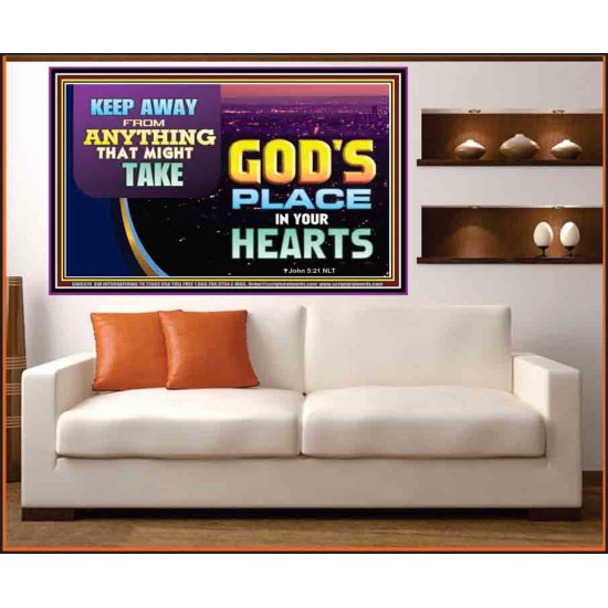 WHAT IS GOD'S PLACE IN YOUR HEART   Large Framed Scripture Wall Art   (GWOVERCOMER9379)   