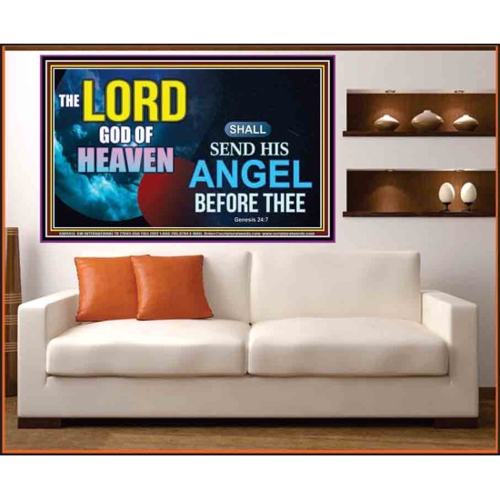 SEND HIS ANGEL BEFORE THEE   Framed Scripture Dcor   (GWOVERCOMER9413)   