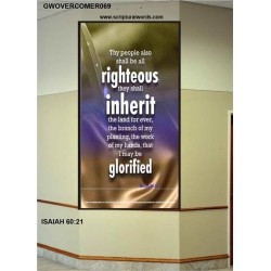 THE RIGHTEOUS SHALL INHERIT THE LAND   Scripture Wooden Frame   (GWOVERCOMER069)   