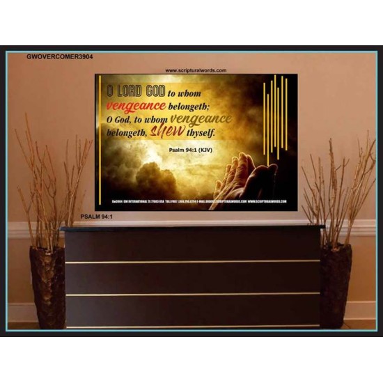 VENGEANCE BELONGS TO GOD   Acrylic Glass Frame Scripture Art   (GWOVERCOMER3904)   