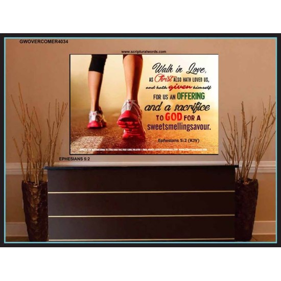 WALK IN LOVE   Christian Paintings Acrylic Glass Frame   (GWOVERCOMER4034)   