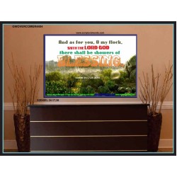 SHOWERS OF BLESSING   Unique Bible Verse Frame   (GWOVERCOMER4404)   