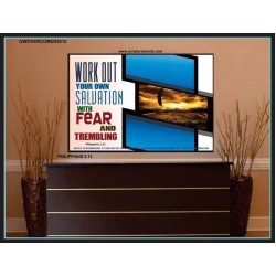 WORK OUT YOUR SALVATION   Biblical Art Acrylic Glass Frame   (GWOVERCOMER5312)   "62x44"