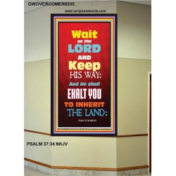 WAIT ON THE LORD   Bible Verses Wall Art Acrylic Glass Frame   (GWOVERCOMER6535)   "44X62"