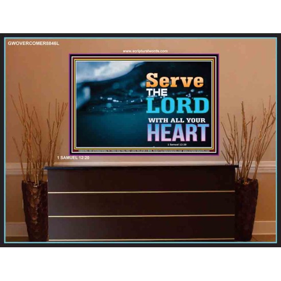 WITH ALL YOUR HEART   Framed Religious Wall Art    (GWOVERCOMER8846L)   