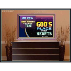 WHAT IS GOD'S PLACE IN YOUR HEART   Large Framed Scripture Wall Art   (GWOVERCOMER9379)   "62x44"