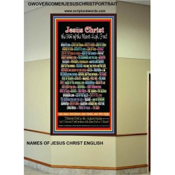 NAMES OF JESUS CHRIST WITH BIBLE VERSES    Religious Art Frame   (GWOVERCOMERJESUSCHRISTPORTRAIT)   "44X62"