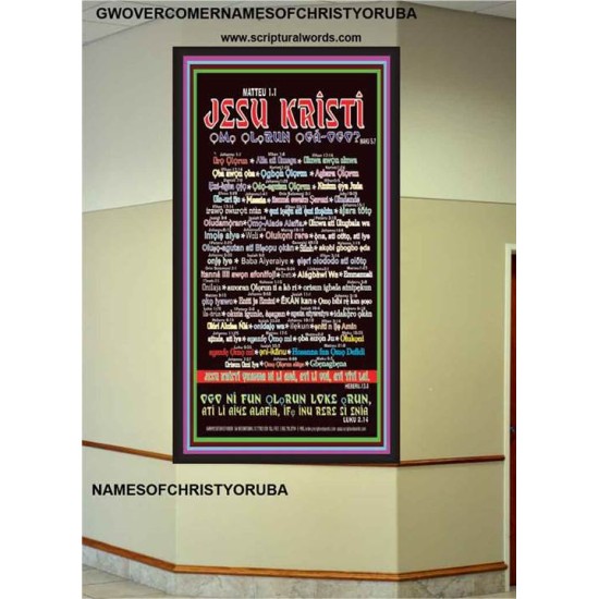 NAMES OF JESUS CHRIST WITH BIBLE VERSES IN YORUBA LANGUAGE {Oruko Jesu Kristi}   Scriptures Wall Art   (GWOVERCOMERNAMESOFCHRISTYORUBA)   