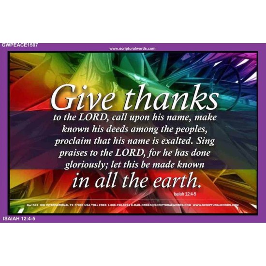 GIVE THANKS TO THE LORD   Frame Bible Verse   (GWPEACE1507)   