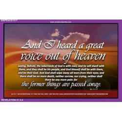 I HEARD A GREAT VOICE OUT OF HEAVEN   Bible Verse Picture Frame Gift   (GWPEACE1517)   