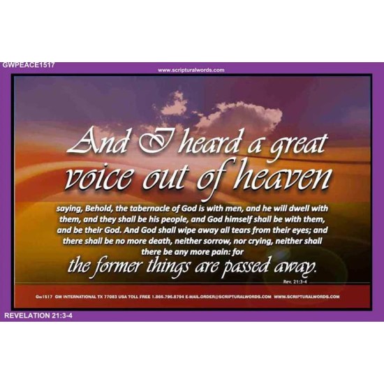 I HEARD A GREAT VOICE OUT OF HEAVEN   Bible Verse Picture Frame Gift   (GWPEACE1517)   