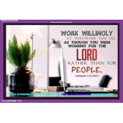 WORKING AS FOR THE LORD   Bible Verse Frame   (GWPEACE4356)   