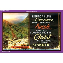 A CLEAR CONSCIENCE   Scripture Frame Signs   (GWPEACE6734)   "14x12"