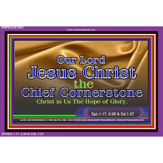 JESUS CHRIST CHIEF CORNERSTONE   Large Frame Scripture Wall Art   (GWPEACE7693)   