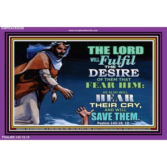 HE HEARS OUR CRY   Framed Scripture Dcor   (GWPEACE8359)   