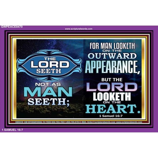 GOD LOOKS ON THE HEART   Bible Verse Frame Online   (GWPEACE8470)   