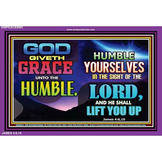 GOD GIVES GRACE TO THE HUMBLE   Biblical Art Acrylic Glass Frame   (GWPEACE8891)   