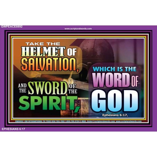 HELMET OF SALVATION   Bible Verse Acrylic Glass Frame   (GWPEACE8892)   