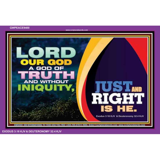 JEHOVAH GOD OF TRUTH AND WITHOUT INIQUITY   Bible Verses Frame for Home Online   (GWPEACE9400)   