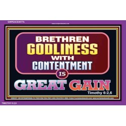 GODLINESS WITH CONTENTMENT   Contemporary Christian Wall Art Frame   (GWPEACE9477b)   