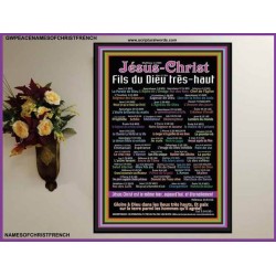 NAMES OF JESUS CHRIST WITH BIBLE VERSES IN FRENCH LANGUAGE  {Noms de Jésus Christ} Poster  (GWPEACENAMESOFCHRISTFRENCH)   "12X14"