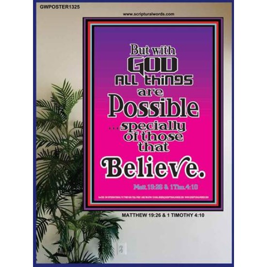 WITH ALL GOD ALL THINGS ARE POSSIBLE   Modern Christian Wall Dcor Frame   (GWPOSTER1325)   