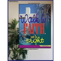WALK BY FAITH   Inspirational Wall Art Wooden Frame   (GWPOSTER1631)   