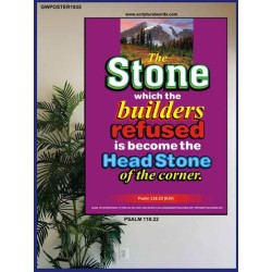 THE STONE WHICH THE BUILDERS REFUSED   Bible Verses Frame Online   (GWPOSTER1935)   