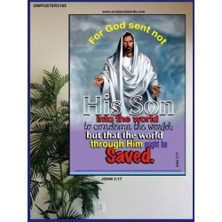THE WORLD THROUGH HIM MIGHT BE SAVED   Bible Verse Frame Online   (GWPOSTER3195)   