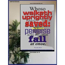WALKETH UPRIGHTLY   Bible Verse Framed for Home   (GWPOSTER3403)   