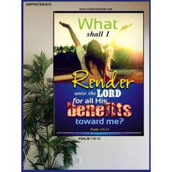 ALL HIS BENEFITS   Bible Verse Acrylic Glass Frame   (GWPOSTER3610)   