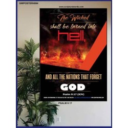 THE WICKED SHALL BE TURNED INTO HELL   Large Frame Scripture Wall Art   (GWPOSTER4994)   