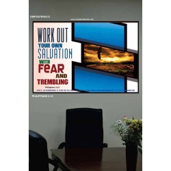 WORK OUT YOUR SALVATION   Biblical Art Acrylic Glass Frame   (GWPOSTER5312)   