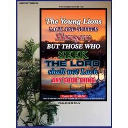 THE YOUNG LIONS LACK AND SUFFER   Acrylic Glass Frame Scripture Art   (GWPOSTER6529)   