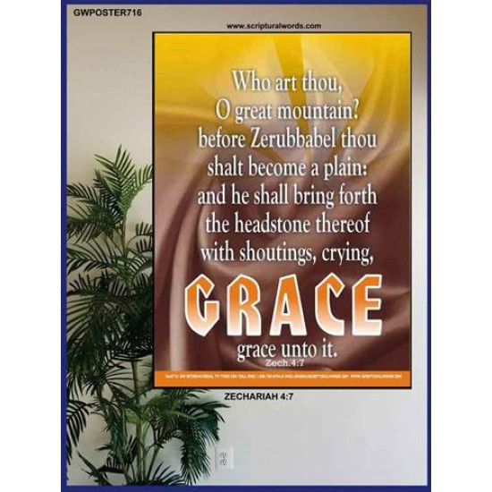 WHO ART THOU O GREAT MOUNTAIN   Bible Verse Frame Online   (GWPOSTER716)   