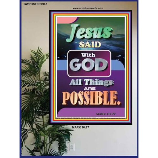 WITH GOD ALL THINGS ARE POSSIBLE   Christian Artwork Acrylic Glass Frame   (GWPOSTER7967)   