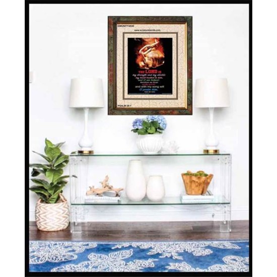 WITH MY SONG WILL I PRAISE HIM   Framed Sitting Room Wall Decoration   (GWUNITY4538)   