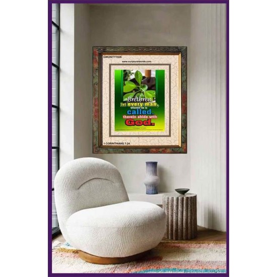 ABIDE WITH GOD   Large Frame Scripture Wall Art   (GWUNITY1926)   