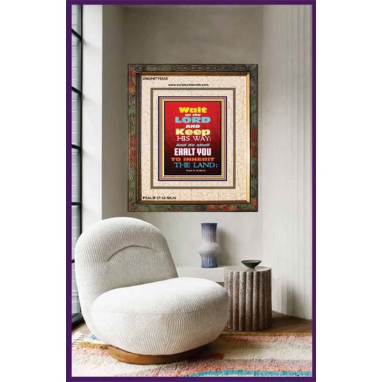 WAIT ON THE LORD   Bible Verses Wall Art Acrylic Glass Frame   (GWUNITY6535)   