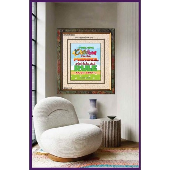AND BABES SHALL RULE   Contemporary Christian Wall Art Frame   (GWUNITY6856)   