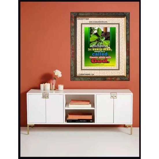 ABIDE WITH GOD   Large Frame Scripture Wall Art   (GWUNITY1926)   