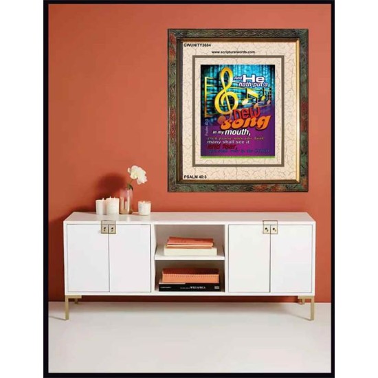 A NEW SONG IN MY MOUTH   Framed Office Wall Decoration   (GWUNITY3684)   