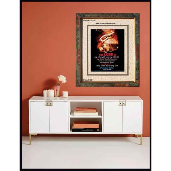 WITH MY SONG WILL I PRAISE HIM   Framed Sitting Room Wall Decoration   (GWUNITY4538)   