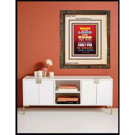 WAIT ON THE LORD   Bible Verses Wall Art Acrylic Glass Frame   (GWUNITY6535)   