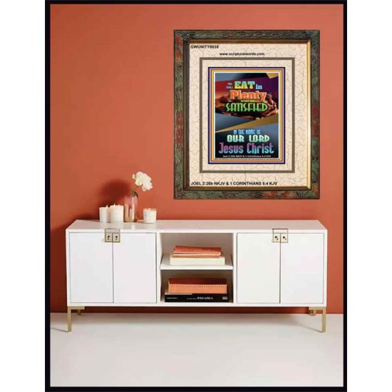 YOU SHALL EAT IN PLENTY   Bible Verses Frame for Home   (GWUNITY8038)   