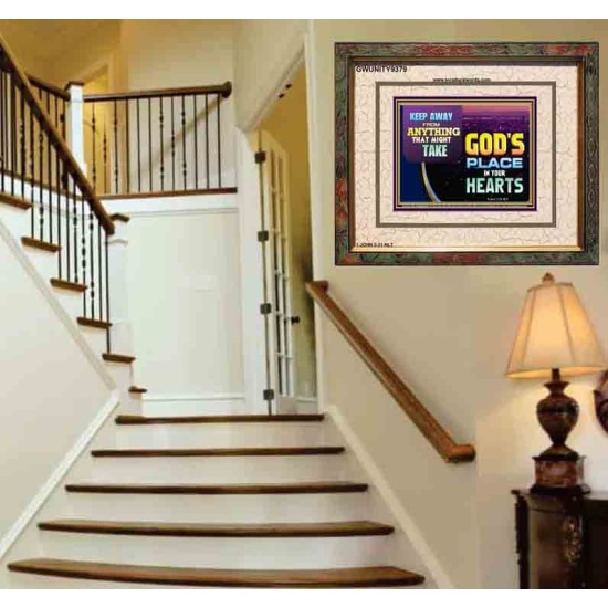 WHAT IS GOD'S PLACE IN YOUR HEART   Large Framed Scripture Wall Art   (GWUNITY9379)   